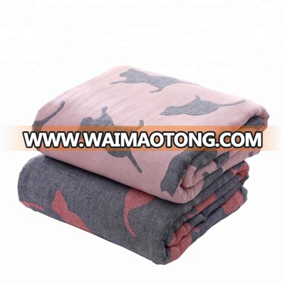 Waimaotong wholesale Korean 100% cotton jacquard cat home bed blanket and sheet