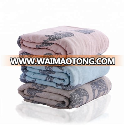 The most popular 100% cotton jacquard elephant gauze blanket and bed sheet