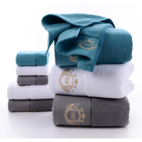 Hotel Towels White 100% Cotton  hand face bath towel setwith logo/embroidery